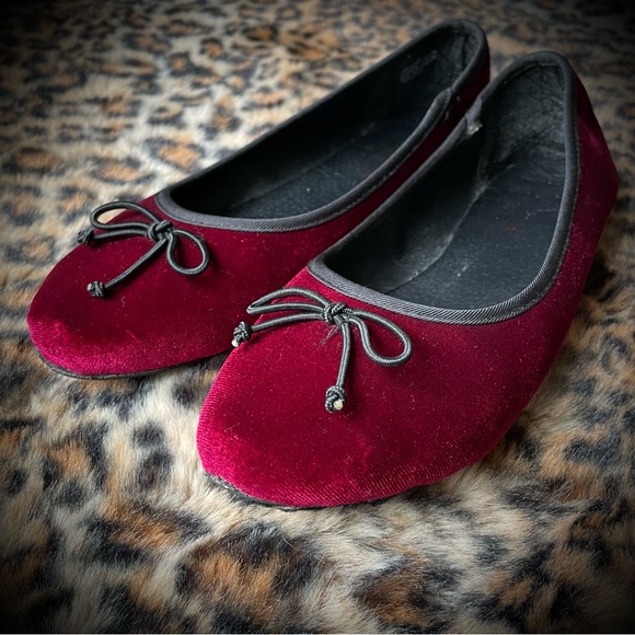 Demonia Shoes - CLEARANCE 🌹 Demonia Velvet Ballet Flats Wine Cranberry color 7